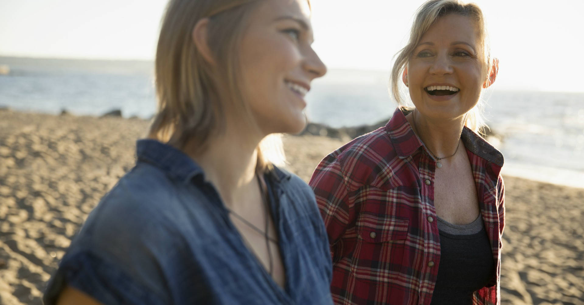 Mother and daughter laughing 