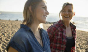 Mother and daughter laughing 