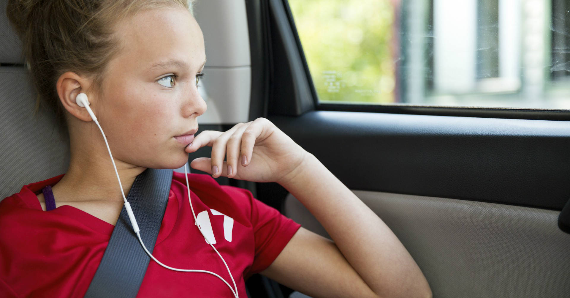 girl wearing headphones