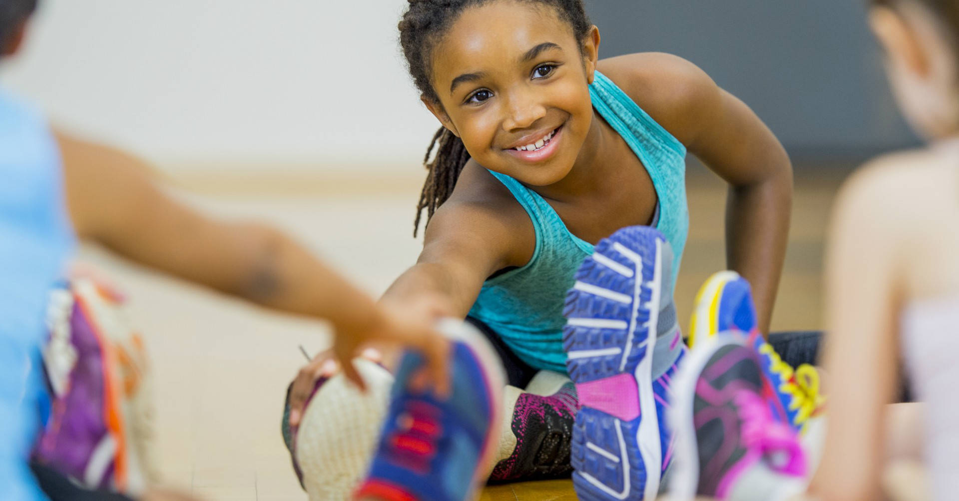 young girl stretching