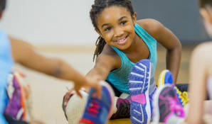 young girl stretching