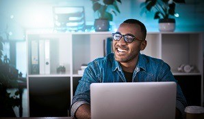 Man sitting at laptop