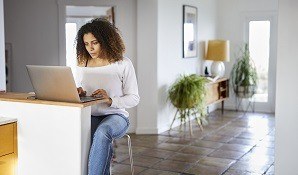 Woman researching online