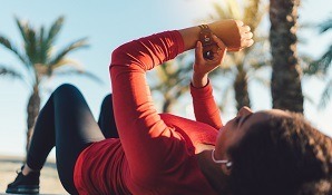 woman checking smart watch