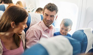 family on airplane