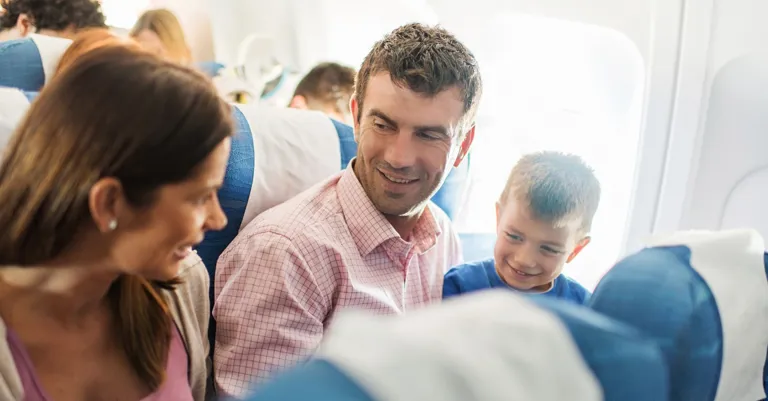 family on airplane