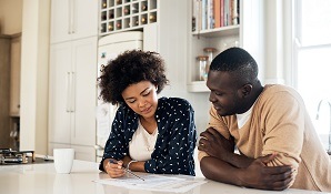 Couple looking at finances