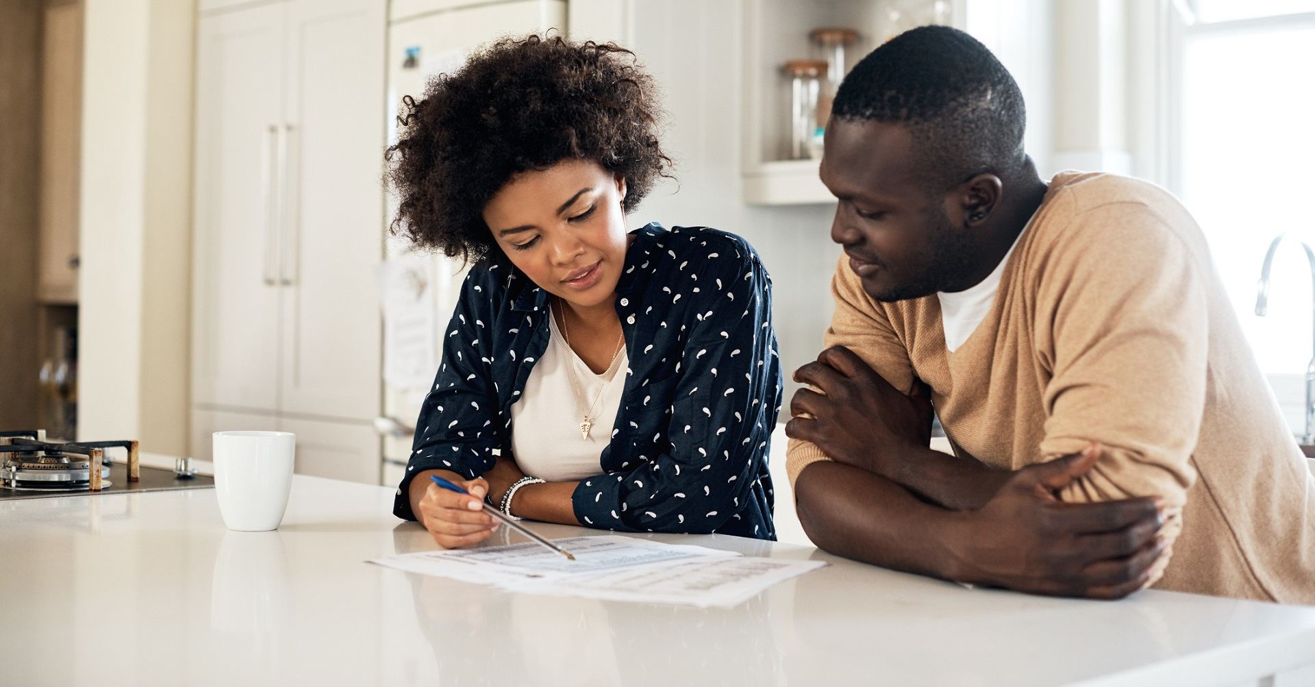 Couple looking at finances