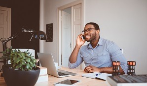 office man using cell phone