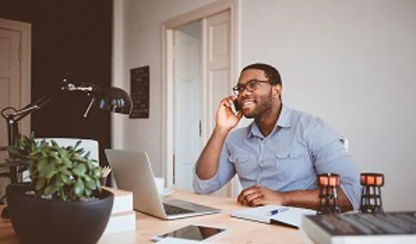 office man using cell phone