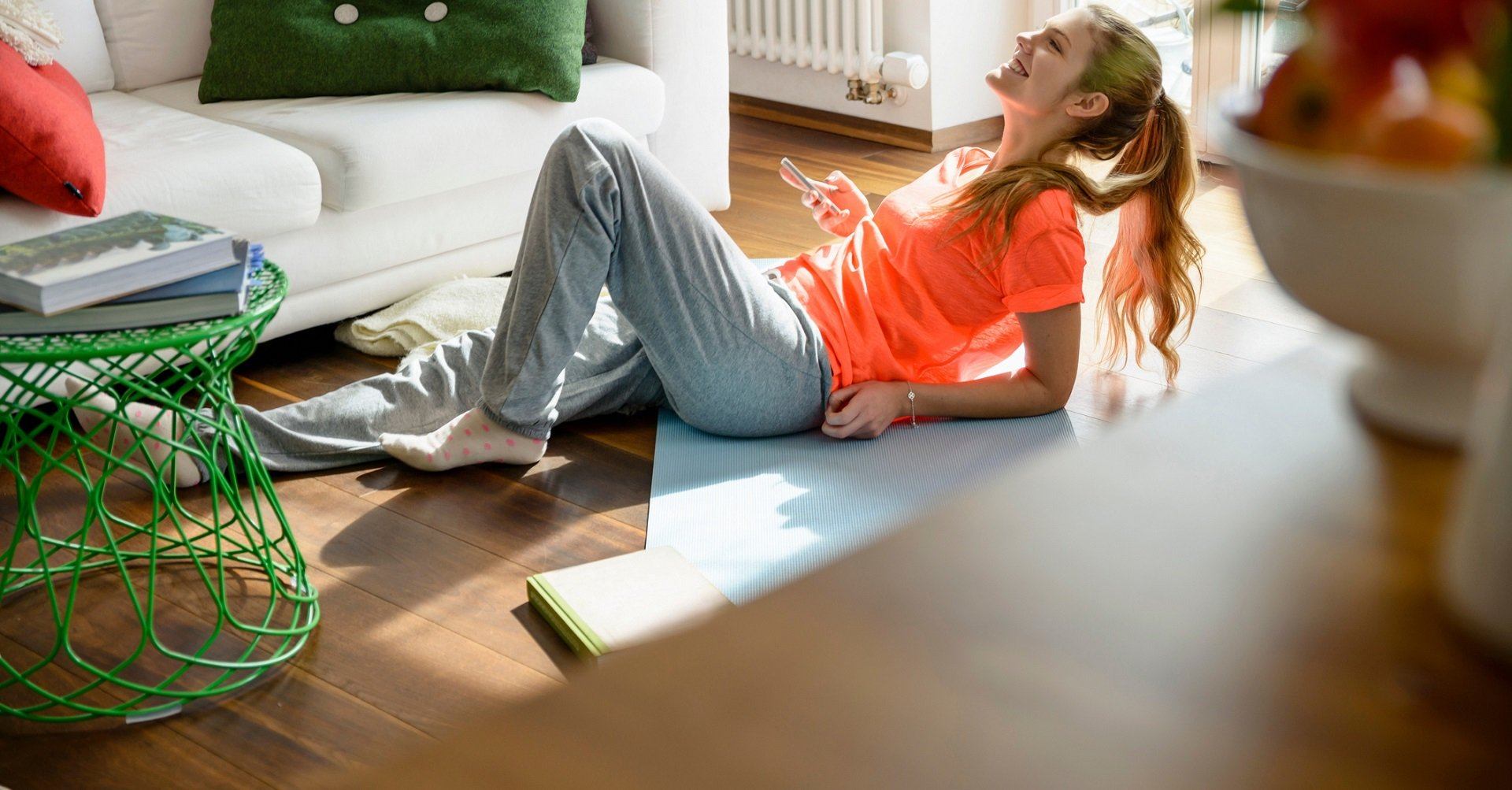 Woman working out at home