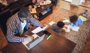 Father working from home