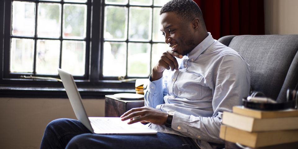 man using laptop