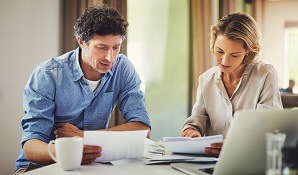 couple looking at documents