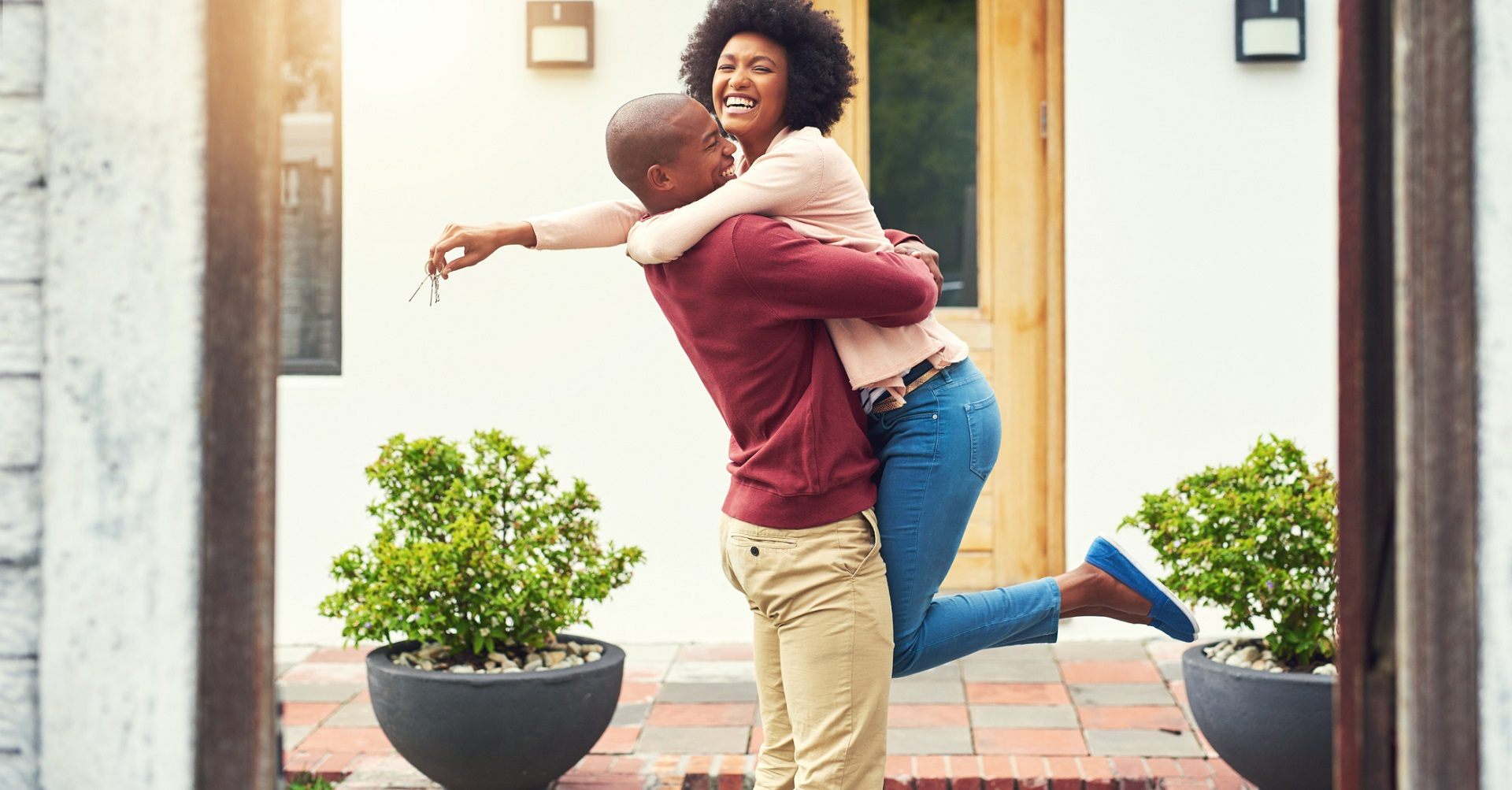 Couple celebrating new house