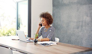 Woman sitting at desk working