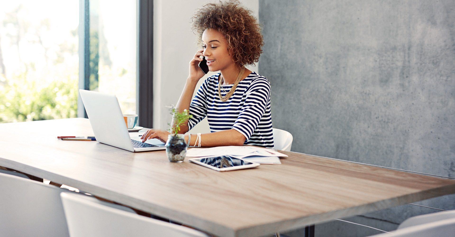 Woman sitting at desk working