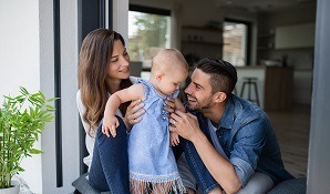 Family sitting on porch