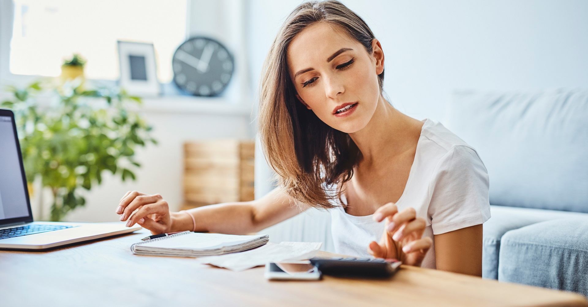 Woman working out finances