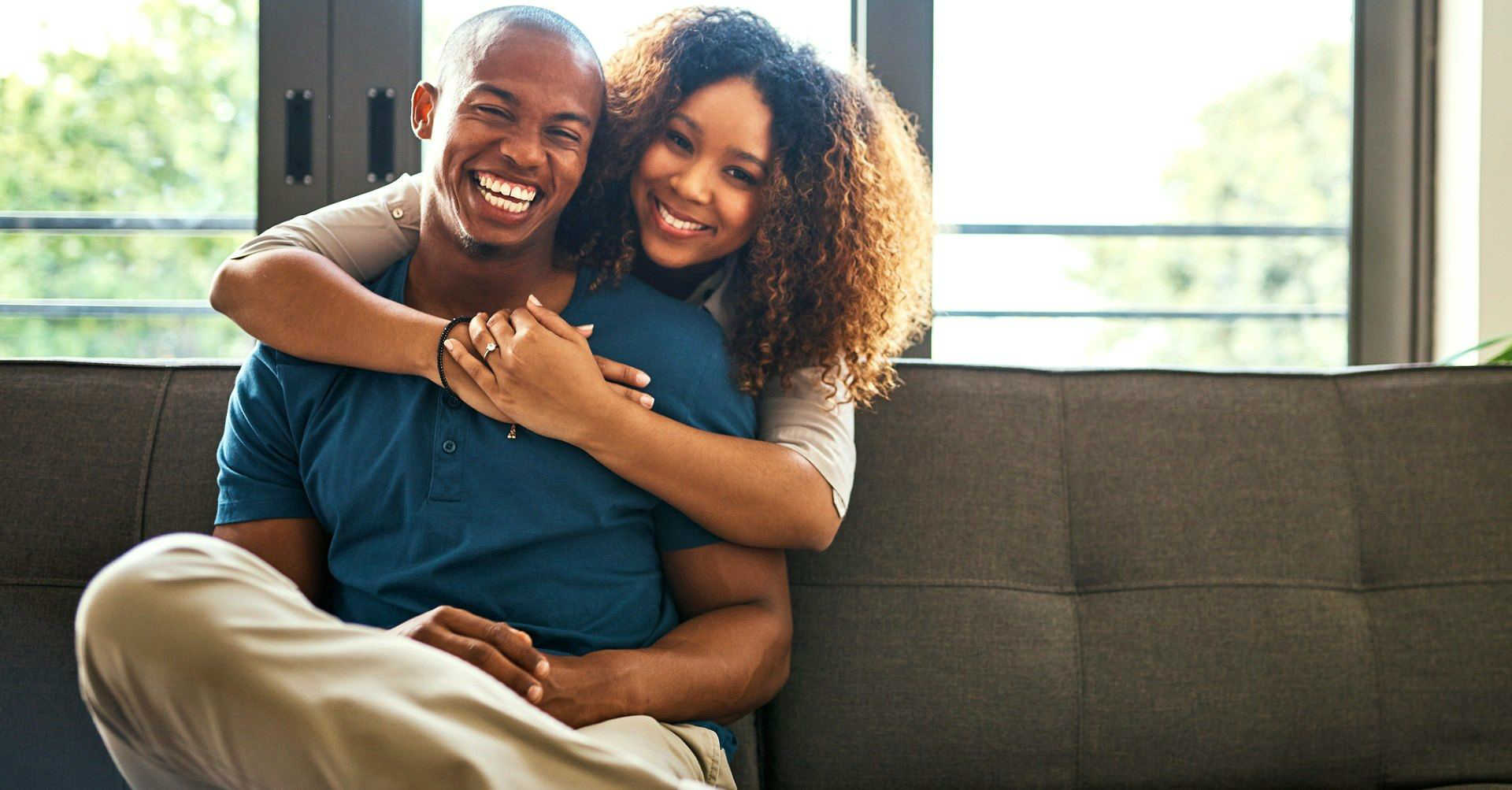 Couple in love sitting together