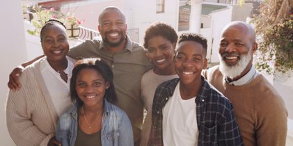 3-generation family smiling