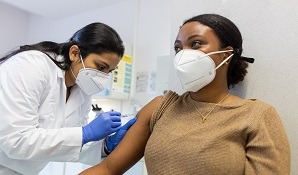 Woman getting vaccination