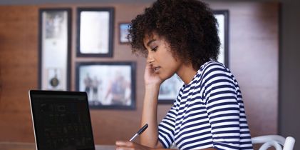 Woman using a laptop computer