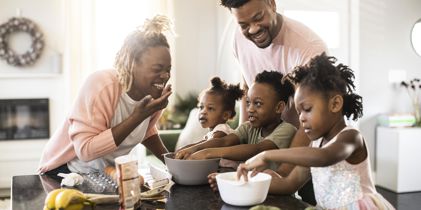 Family baking together