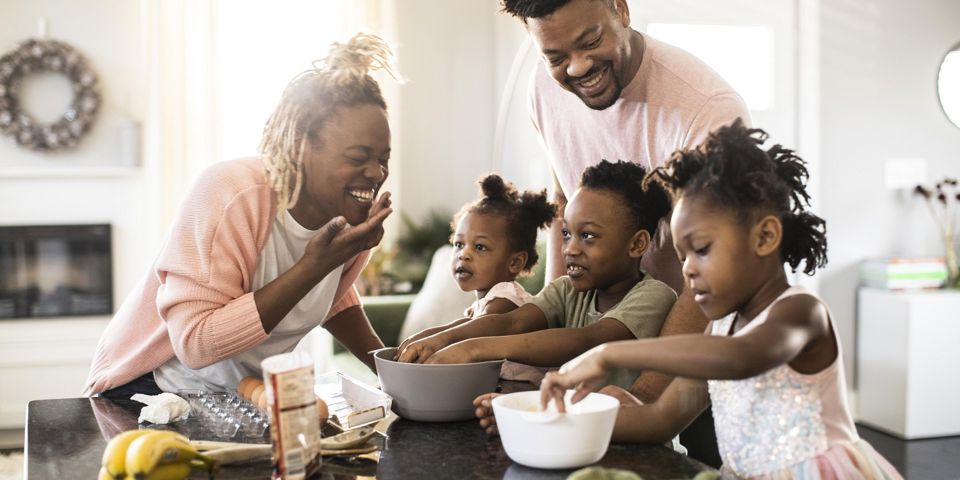 Family baking together