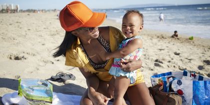 Mother and Daughter at the beach