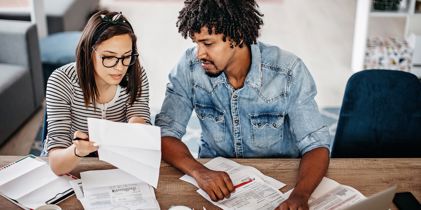 Couple looking at finances