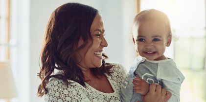 Mother holding baby