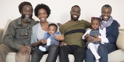 family on couch