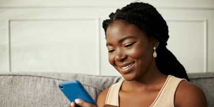 Woman on her hone