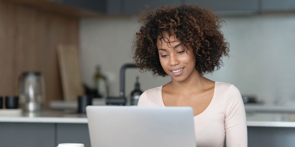 woman using laptop