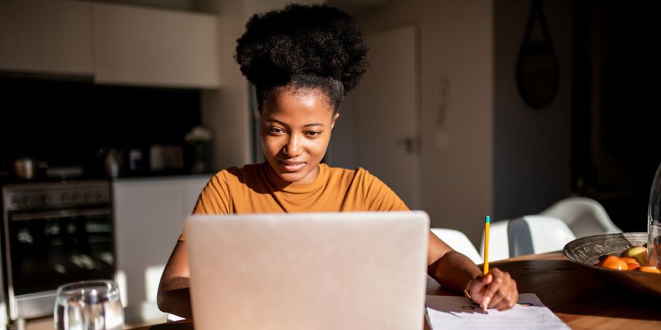 woman using laptop
