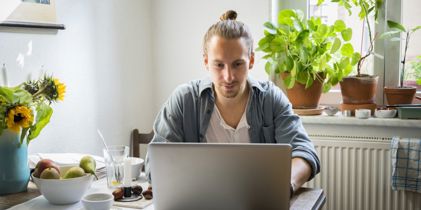 man using laptop