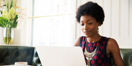 woman using laptop