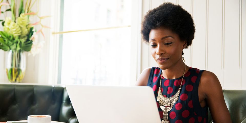 woman using laptop