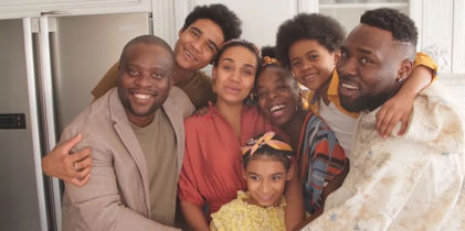 kitchen family hug