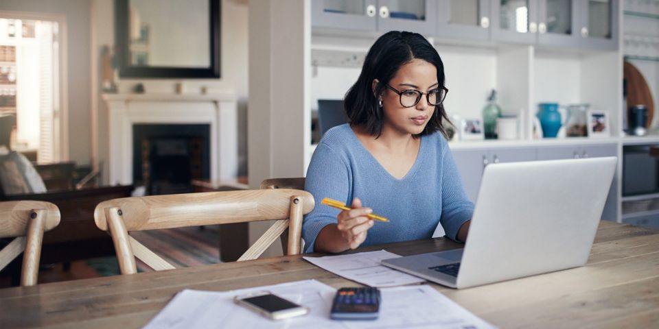 woman working at laptop