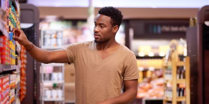 Man shopping at grocery store