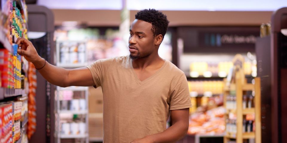 Man shopping at grocery store