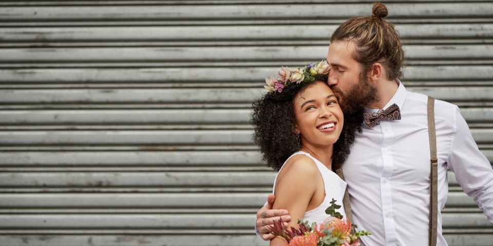 Happy couple getting married