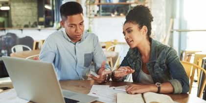 Couple working on budget