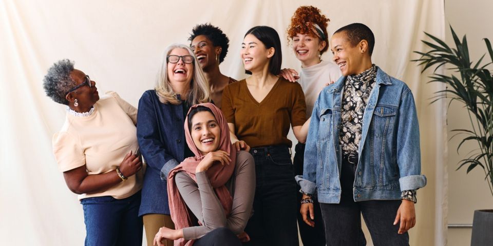 Happy group of diverse women