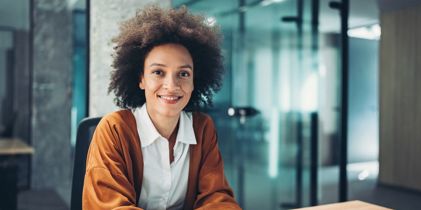 smiling woman in office