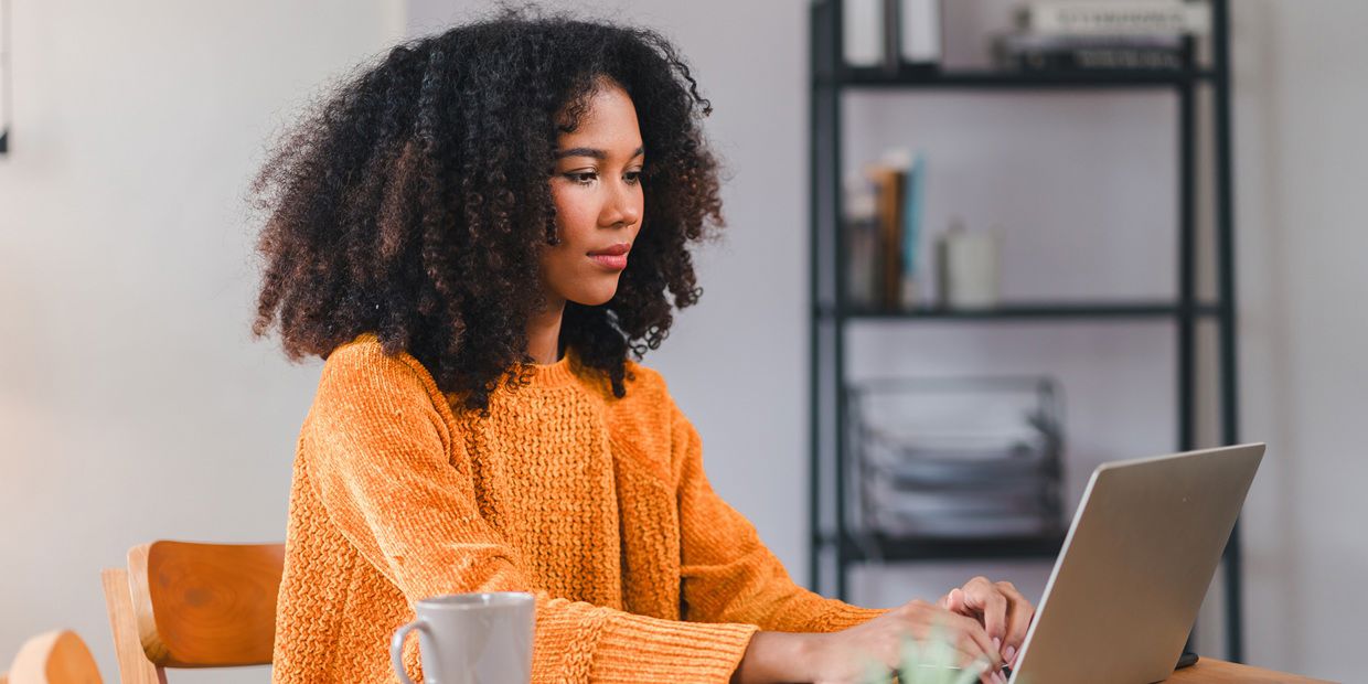 woman on laptop at home