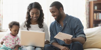 Couple looking at papers