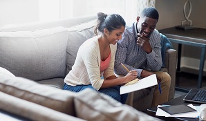 couple looking at finances